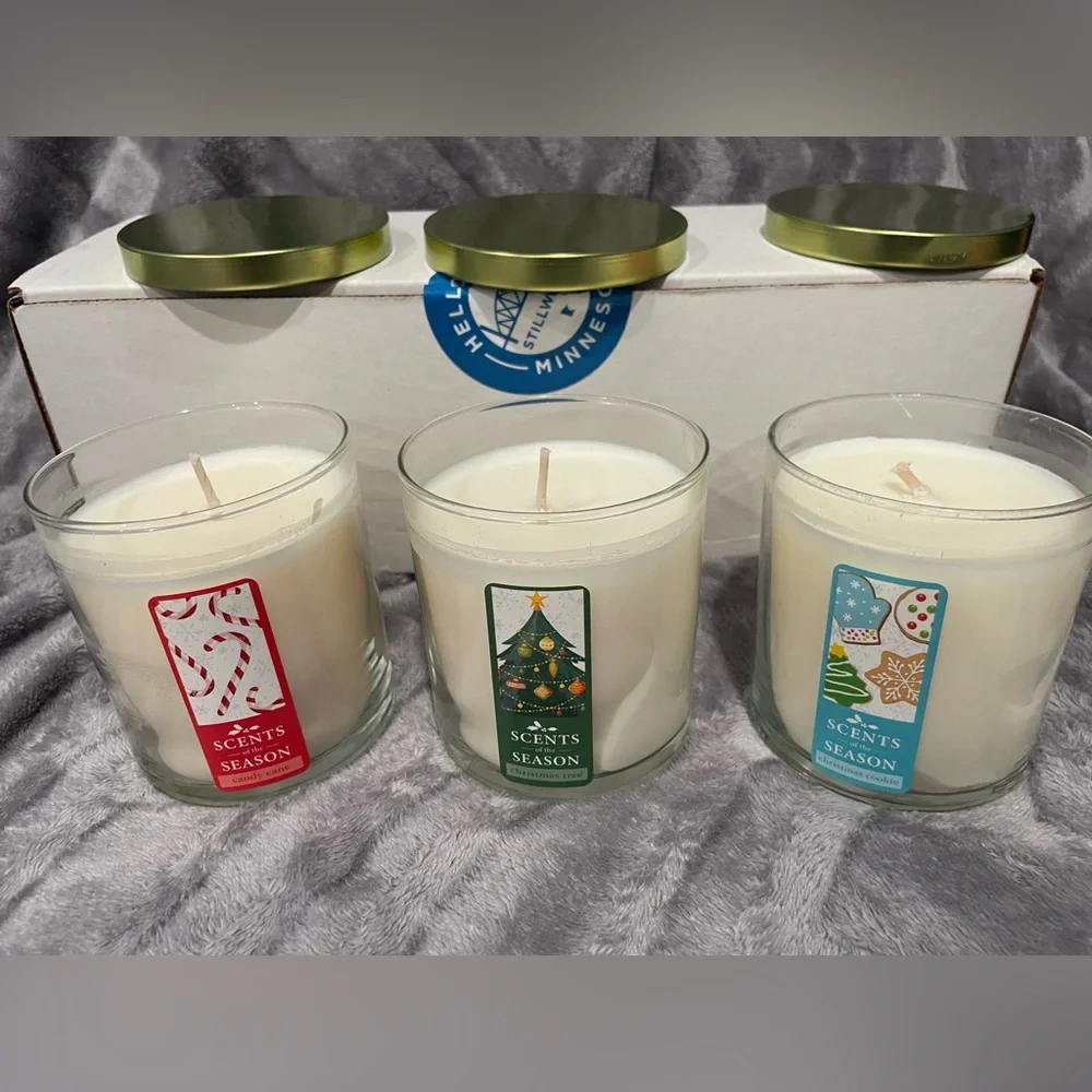 Set of 3-Christmas Soy Candles-‎ Fraser Fir, Candy Cane, Christmas Cookie